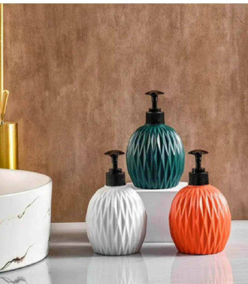 Dimazofly Diamond Soap Dispenser for Kitchen | Soap Dispenser for Bathroom Wash Basin | Handwash Dispenser Bottle | Liquid Soap Holder | Durable Ceramic