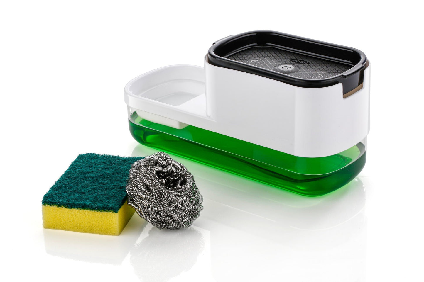 Dimazofly 2 in 1 Liquid Soap Dispenser With Scrubber | Dishwasher Liquid Holder/Sponge Holder/Bathroom Soap Dispenser, Liquid Dispenser Through Pump