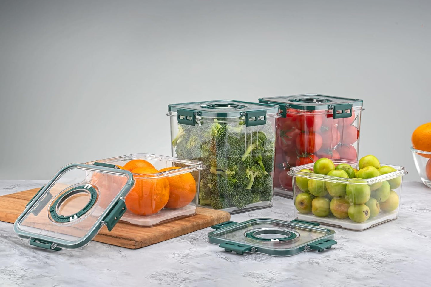 Dimazofly Air Tight Container For Kitchen Storage Container | BPA- Free, Multipurpose Fridge Storage Airtight Containers Set With Time Keeping Feature (1400ml)