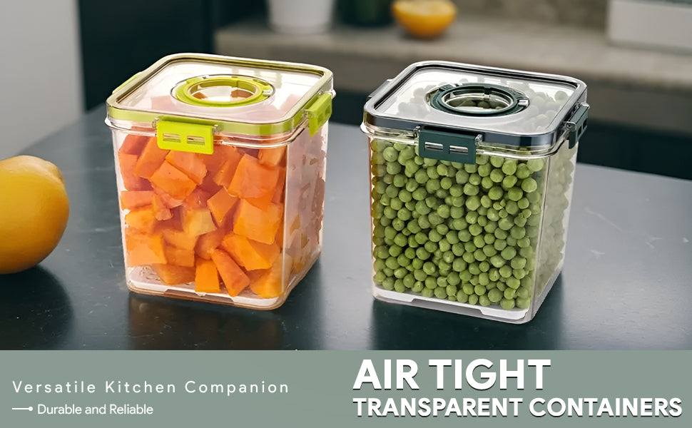 Dimazofly Air Tight Container For Kitchen Storage Container | BPA- Free, Multipurpose Fridge Storage Airtight Containers Set With Time Keeping Feature (1400ml)