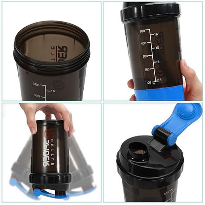 Dimazofly Spider Gym Shaker Bottle, Shakers for Protein Shake 500 Ml with 2 Storage Compartment Gym protein shaker for workout (Pack Of 1)