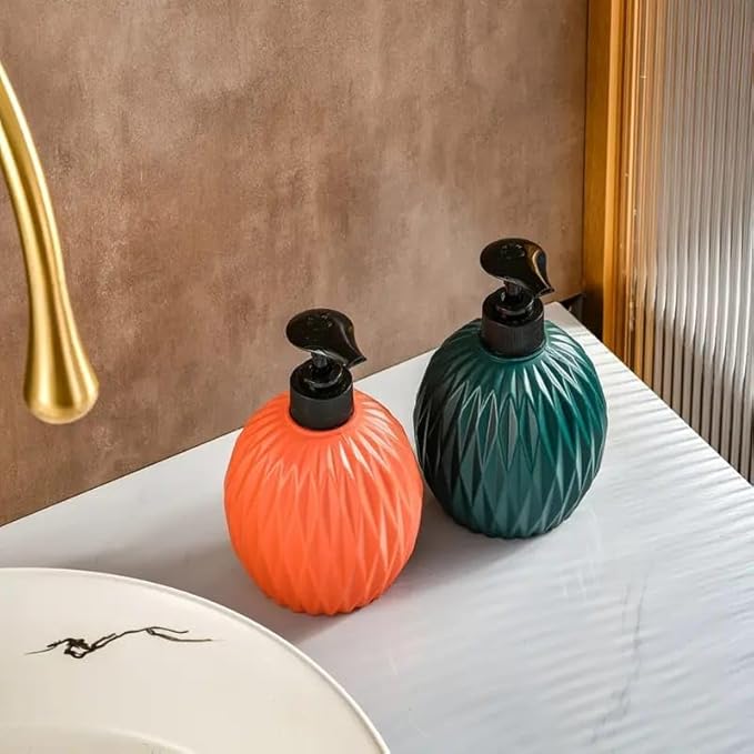 Dimazofly Diamond Soap Dispenser for Kitchen | Soap Dispenser for Bathroom Wash Basin | Handwash Dispenser Bottle | Liquid Soap Holder | Durable Ceramic