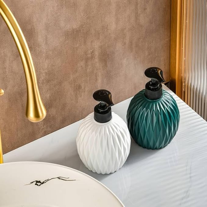 Dimazofly Diamond Soap Dispenser for Kitchen | Soap Dispenser for Bathroom Wash Basin | Handwash Dispenser Bottle | Liquid Soap Holder | Durable Ceramic