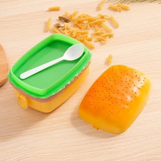 Dimazo Hot Dog Lunch Box 3 Containers Box with Spoon, Lunch Box for Office and School use