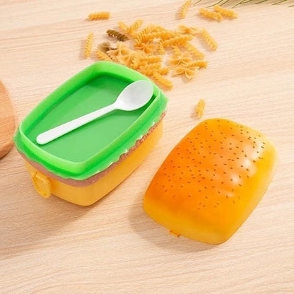 Dimazo Hot Dog Lunch Box 3 Containers Box with Spoon, Lunch Box for Office and School use
