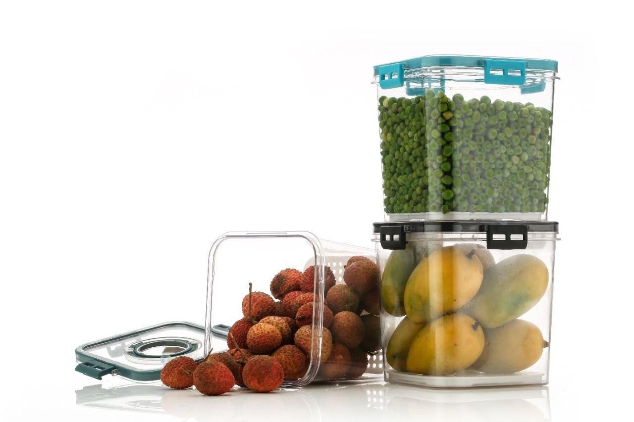 Dimazofly Air Tight Container For Kitchen Storage Container | BPA- Free, Multipurpose Fridge Storage Airtight Containers Set With Time Keeping Feature (2100ml)