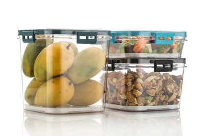 Dimazofly Air Tight Container For Kitchen Storage Container | BPA- Free, Multipurpose Fridge Storage Airtight Containers Set With Time Keeping Feature (2100ml)