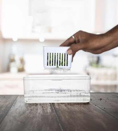 4 compartment Airtight Fridge food storage |Vegetable Storage Box for Fridge Organizer with Drain Cup & Removable Boxes