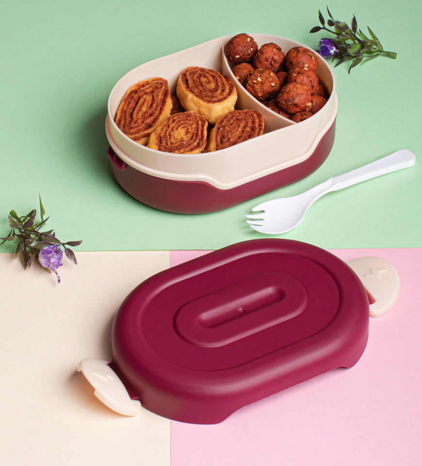 Glossy Lunch Box With Spoon