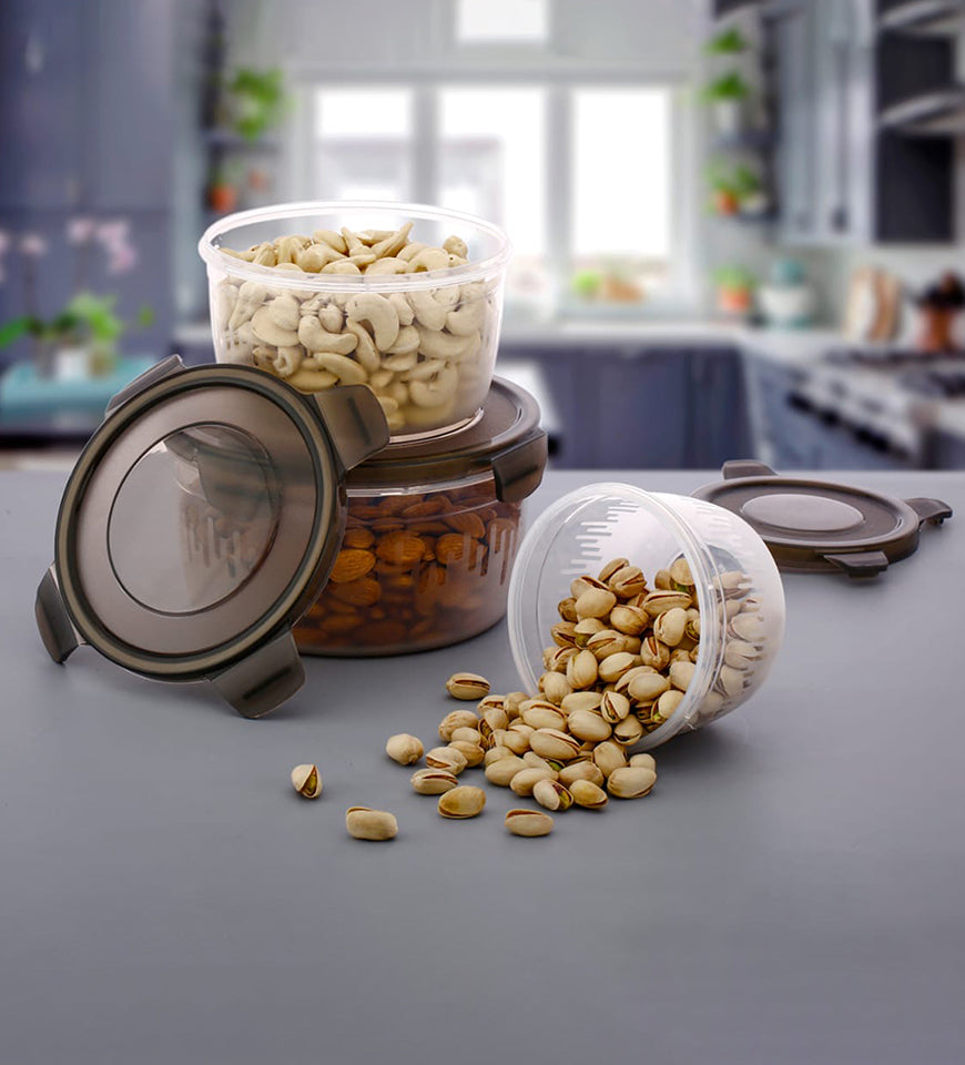 Dimazo Unbreakable Round Container 3_Pcs Set |Airtight Kitchen Storage