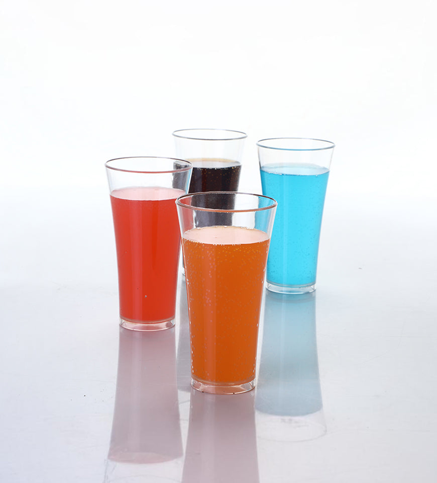 Plastic Juicy Glasses |Transparent |Use For Juice & Water |Curved Shape[6pcs]