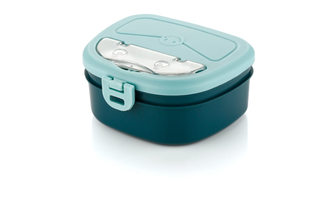 Dimazofly Kids Foodie Lunch Box Set with Partition – BPA Free Plastic Tiffin Box with Spoon & Fork