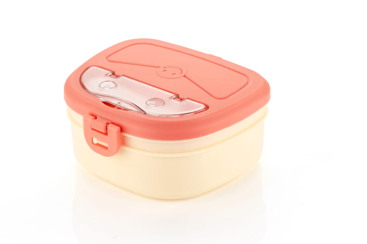 Dimazofly Kids Foodie Lunch Box Set with Partition – BPA Free Plastic Tiffin Box with Spoon & Fork