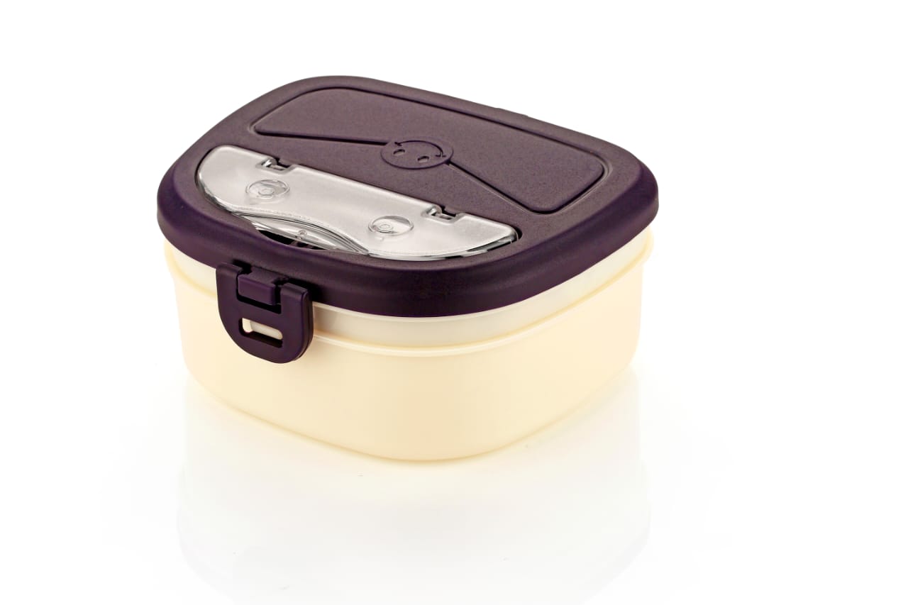 Dimazofly Kids Foodie Lunch Box Set with Partition – BPA Free Plastic Tiffin Box with Spoon & Fork