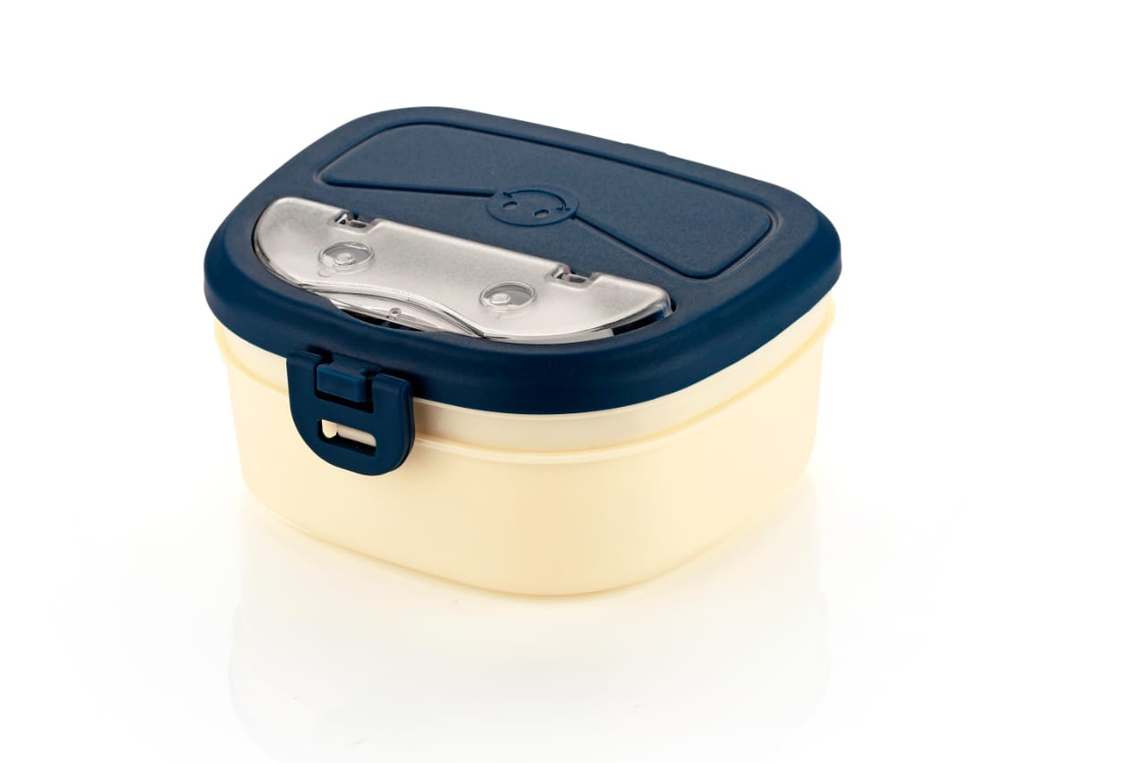 Dimazofly Kids Foodie Lunch Box Set with Partition – BPA Free Plastic Tiffin Box with Spoon & Fork