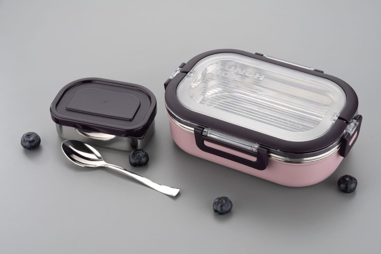 Dimazofly Stainless Steel Airtight Leak-Proof Lunch Box, Insulated Airtight 2 Compartments Lunch Box with lid
