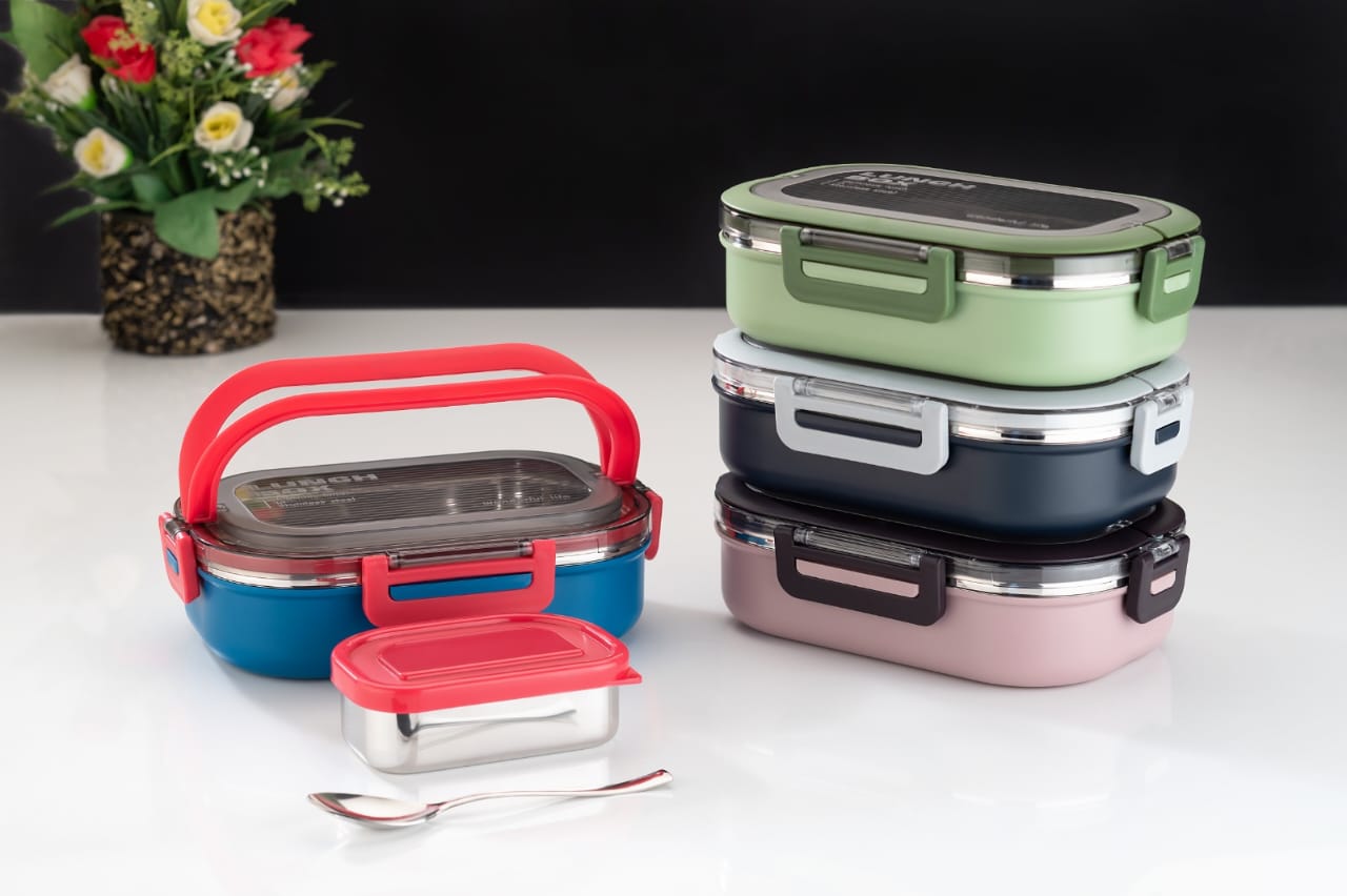 Dimazofly Stainless Steel Airtight Leak-Proof Lunch Box, Insulated Airtight 2 Compartments Lunch Box with lid