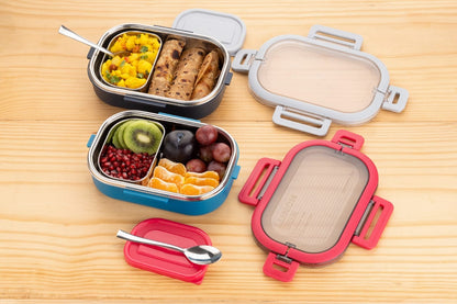 Dimazofly Stainless Steel Airtight Leak-Proof Lunch Box, Insulated Airtight 2 Compartments Lunch Box with lid