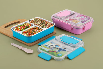 Stainless Steel Premium Lunch Box with 3 Compartments, Leakproof with Spoon , Lunch Box for School Kids and Adults 750ml