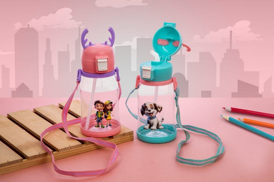 Dimazo Children Bottle Sip With Fun for Kids with Straw & Strap | BPA-Free, Leak-Proof Sipper Bottle for School( 750ml)