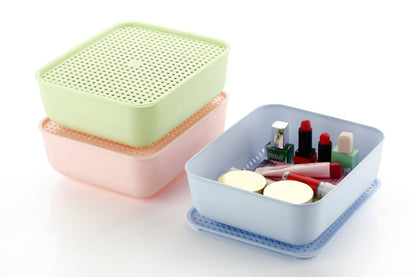Dimazofly Multi Storage Basket With Lid | BPA Free Plastic Containers for Storage Set for Air Tight Container Set of 4
