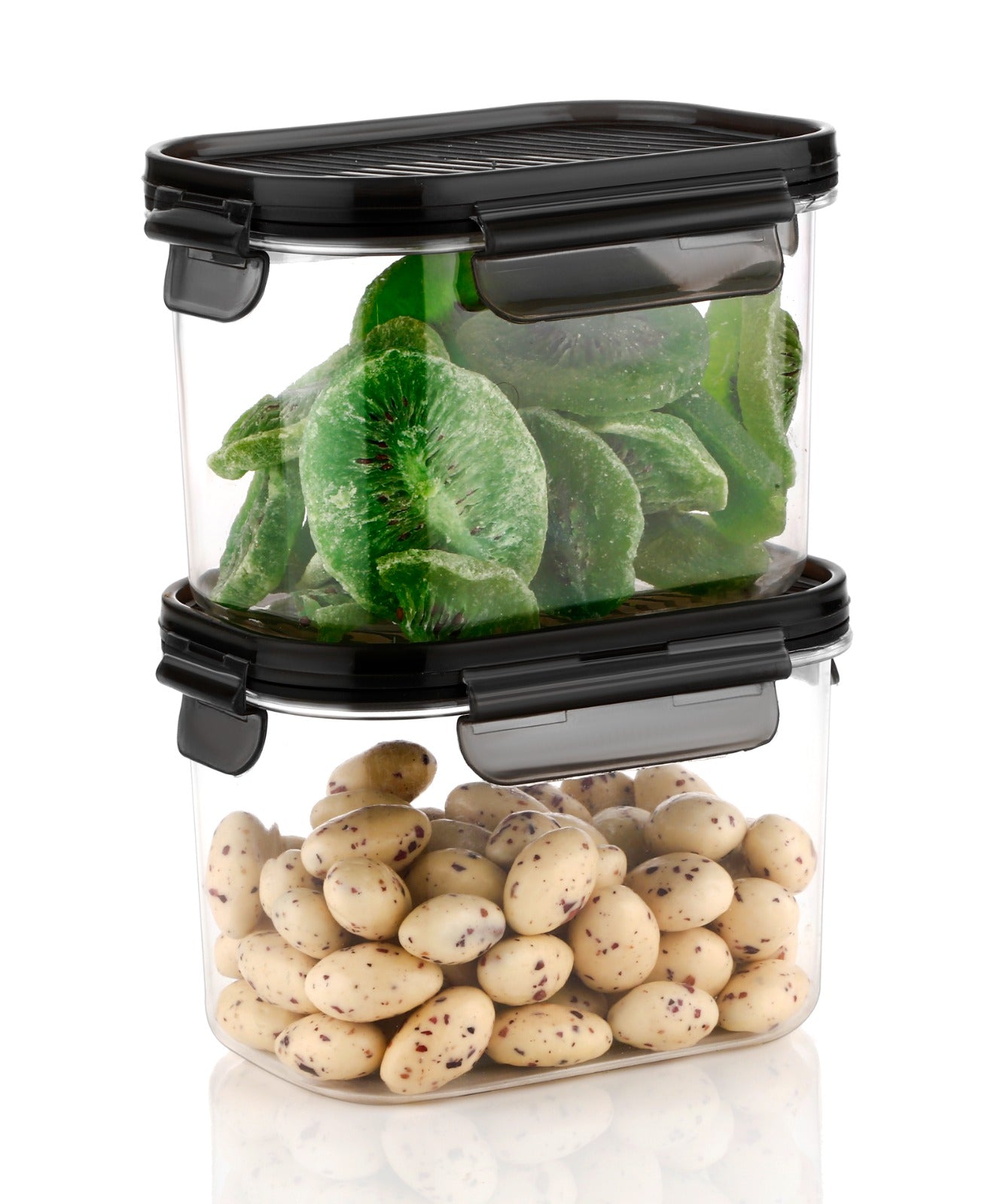 Dimazofly Square Plastic Airtight Food Storage Containers With Leakproof Lid Set of 2 (800ml, 1600ml)
