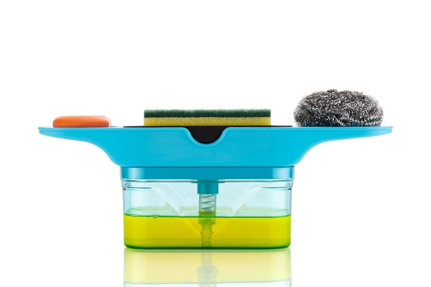 Dimazofly 3 in 1 Liquid Soap Dispenser for Sponge Holder | Dishwasher Liquid Soap Dispenser for Kitchen Sink | Soap Pump Dispenser for Drain Tray