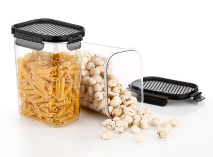 Dimazofly Square Plastic Airtight Food Storage Containers With Leakproof Lid Set of 2 (800ml, 1600ml)