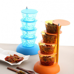 Multipurpose 360 Degree Rotating Spice Rack Storage Box Container , Pickle container Set.